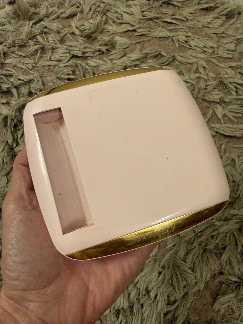Mary Kay Light Pink Custom Compact with Gold Accents & some shades eye shadow